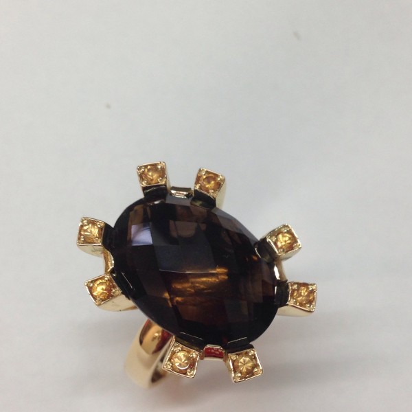 ANELLO QUARZOFUME E MANDARINI ANELLO QUARZOFUME E MANDARINI