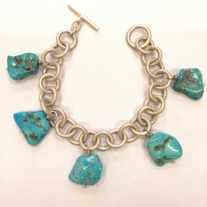 Bracciale in argento sabbiato con turchese arizzona