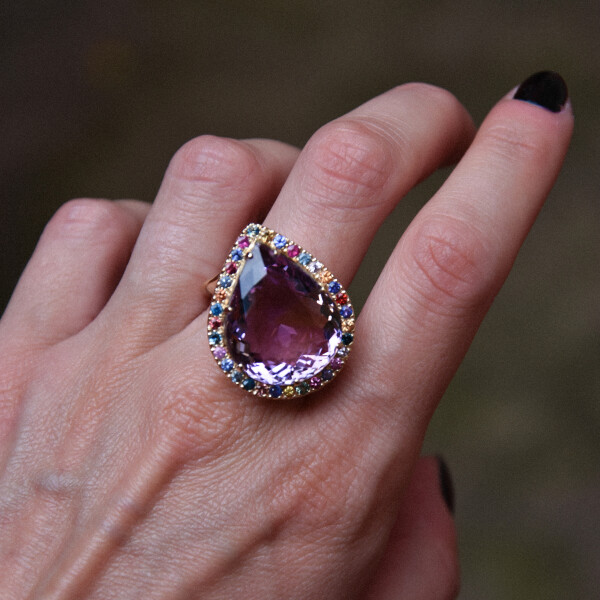 anello ametista zaffiri colorati