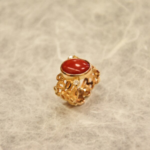 anello corallo brillanti