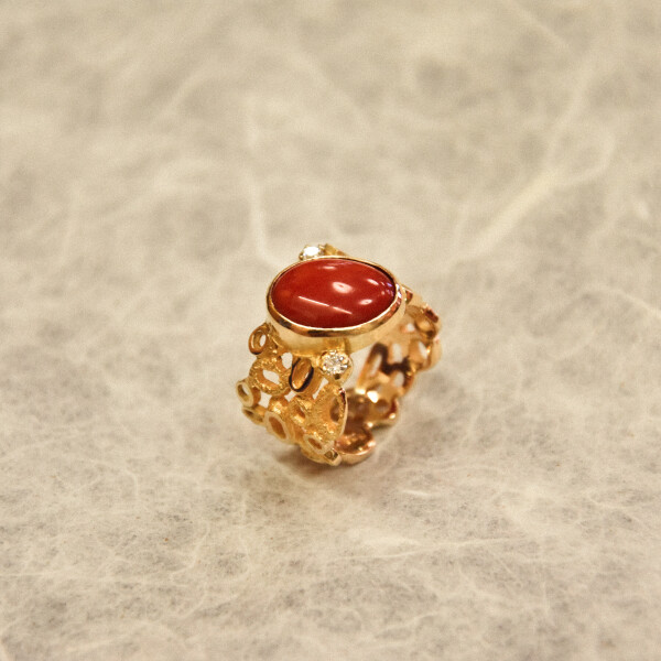 anello corallo brillanti anello corallo brillanti